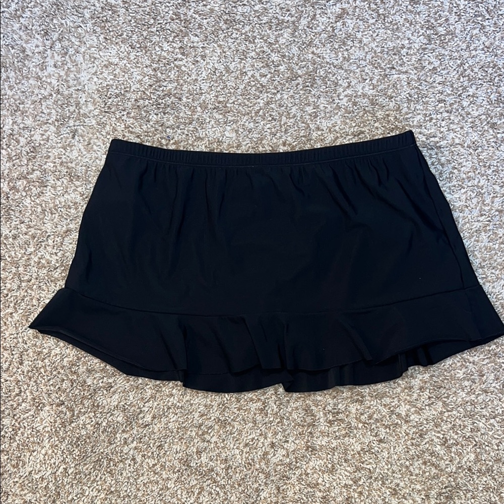 Aqua Green Black Ruffled Mini Skirt Resort Wear Size Large - Picture 4 of 9